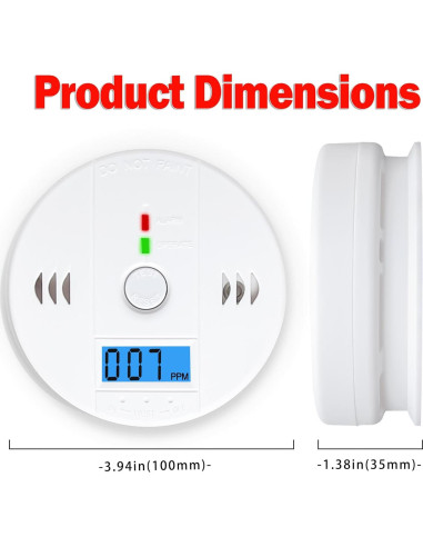 Paquete de 3 Detectores de Monóxido de Carbono Pumwry LCD