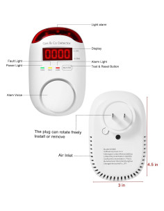 Detector de Gas y Monóxido de Carbono Hembisen Enchufable 2-en-1 2