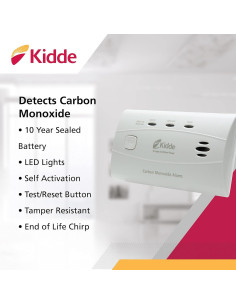 Detector de Monóxido de Carbono Kidde C3010 con Batería de 10 Años 2