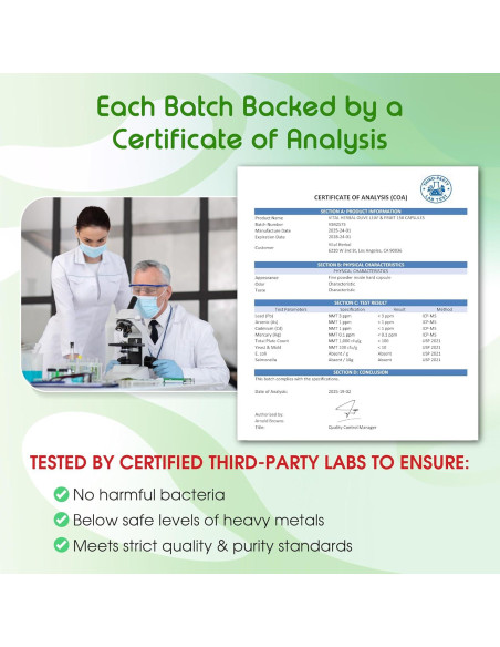 Cápsulas de Oliva Orgánica Vital Herbal - 150 Unidades - Antioxidante y Salud Inmunológica