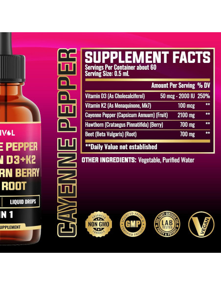 Gotas Líquidas de Pimienta de Cayena Milivol 30 ml - Suplemento Digestivo