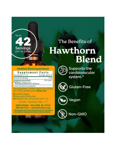 Extracto Líquido de Espino Herb Pharm 29.57 ml Orgánico