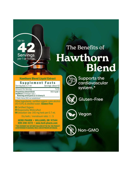 Extracto Líquido de Espino Herb Pharm 29.57 ml Orgánico