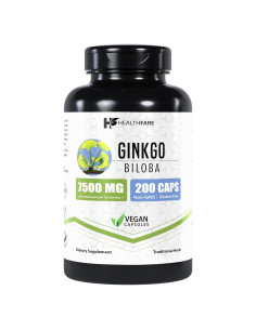 Suplemento Ginkgo Biloba HealthFare 7500mg 200 Cápsulas Veganas