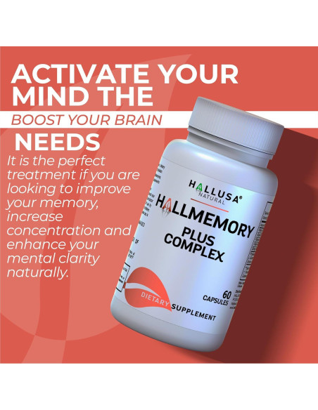 Suplemento Cerebral Hallusa Natural 60 Cápsulas Ginkgo Biloba B12 B9 B6