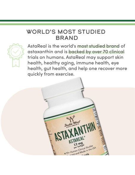 Astaxantina 12mg Double Wood - Antioxidante Potente 60 Geles