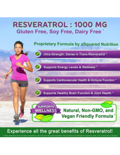 Suplemento de Resveratrol 1000mg aSquared - 180 Cápsulas Veganas 2