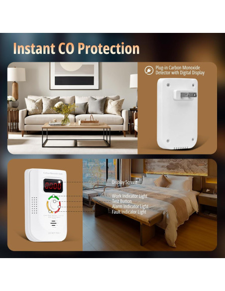 Detector de Monóxido de Carbono AhTai WJ-CO960 Con Pantalla Digital