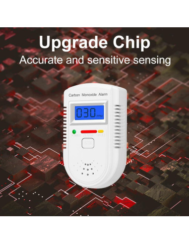 Detector de Monóxido de Carbono AOTIQUAL Enchufable con Pantalla LCD