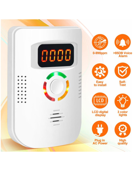 Detector de Monóxido de Carbono Enchufable COOKSS LDF-960 con Pantalla LCD