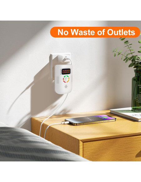 Detector de Monóxido de Carbono Enchufable COOKSS LDF-960 con Pantalla LCD