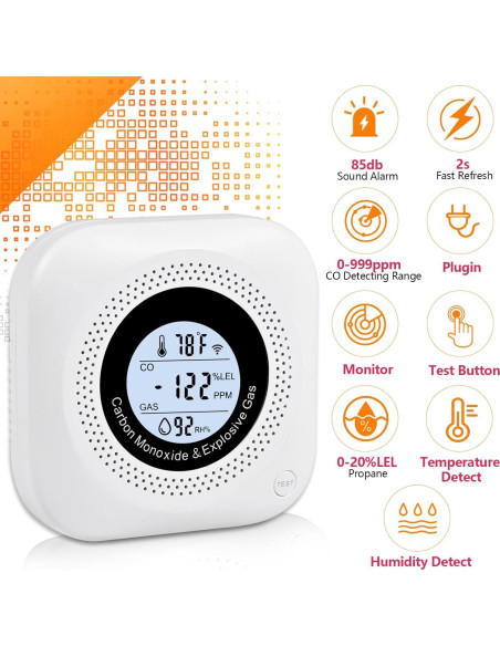 Detector de Monóxido de Carbono y Gas Daffypop YC302 Pro+