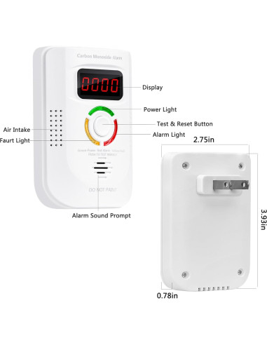 Detector de Monóxido de Carbono Enchufable ZARSAFLY WJ-CO960