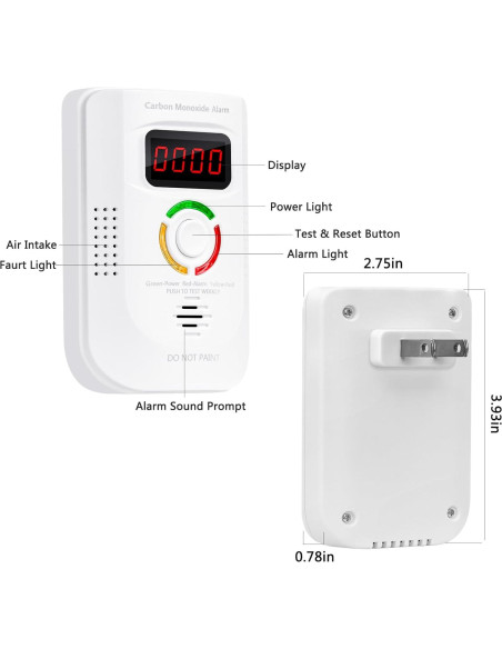 Detector de Monóxido de Carbono Enchufable ZARSAFLY WJ-CO960