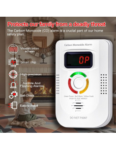 Detector de Monóxido de Carbono Pumwry WJ-CO960 Enchufable con Pantalla Digital 2