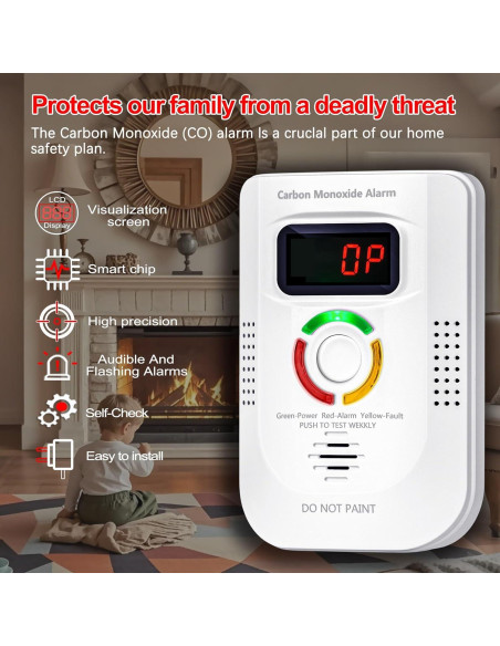 Detector de Monóxido de Carbono Pumwry WJ-CO960 Enchufable con Pantalla Digital