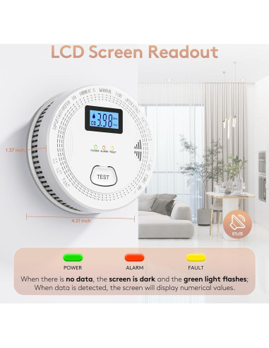 Detector de Humo y Monóxido de Carbono OLUNCLE 2 en 1 85dB
