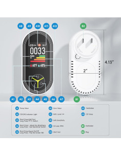 Detector de Monóxido de Carbono Seektain PTH-24E 4 en 1 2
