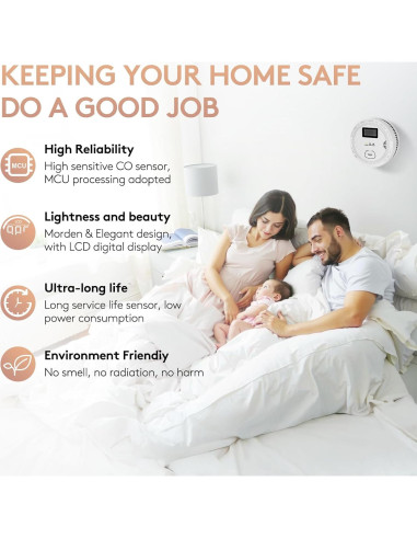 Detector de Humo y Monóxido de Carbono OLUNCLE 2 en 1 85dB