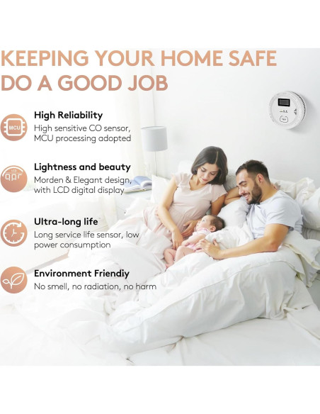 Detector de Humo y Monóxido de Carbono OLUNCLE 2 en 1 85dB