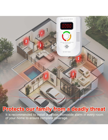 Detector de Monóxido de Carbono Pumwry WJ-CO960 Enchufable con Pantalla Digital