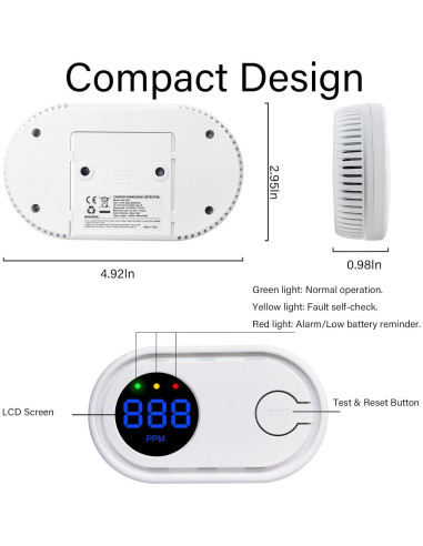 Detector de Monóxido de Carbono SCNBAORE 2Pack con Pantalla Digital