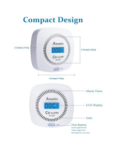 Detector de Monóxido de Carbono Awatin H-212 con Pantalla Digital 2