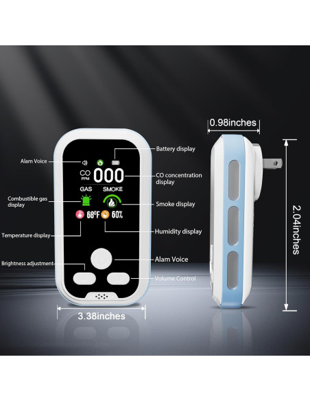 Detector de Monóxido de Carbono 5-en-1 HD11 con Pantalla LCD