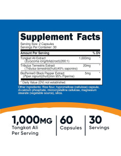 Nutricost Tongkat Ali 1000mg 60 Cápsulas Vegetarianas 2