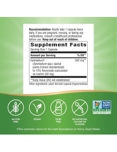 Extracto de Epimedium Nature's Way 500 mg 60 Cápsulas Veganas 2