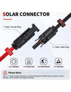 Cable Conector Solar Electop 10AWG 0.25m Macho y Hembra 2