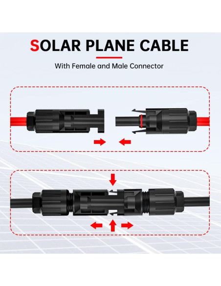 Cable Conector Solar Electop 10AWG 0.25m Macho y Hembra