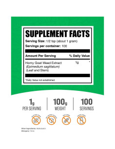 Extracto de Hierba de Cabra Horny BulkSupplements 100g Vegano 2
