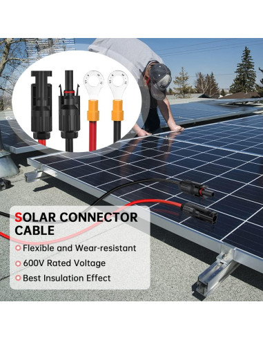 Cable Conector Solar Electop 10AWG 0.25m Macho y Hembra