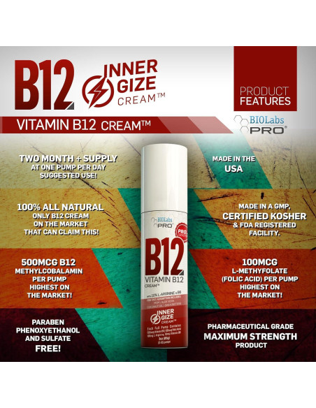 Crema Biolabs Pro Innergize B12 100% Natural 159g