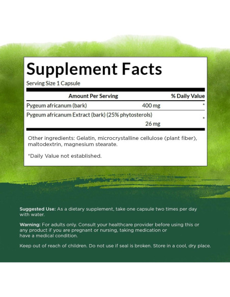 Swanson Pygeum 400 mg - Suplemento Salud Masculina 120 Cápsulas Swanson Pygeum 400 mg - Suplemento Salud Masculina 120 Cápsulas