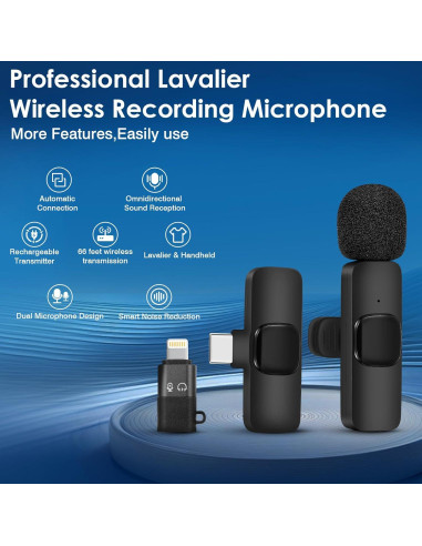 Micrófono Lavalier Inalámbrico BARYINBIRD ZF-1 Negro