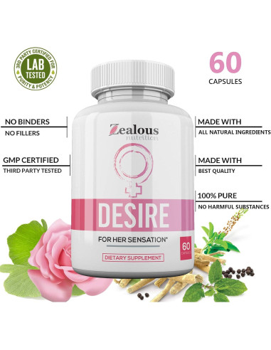 Desire Suplemento Aumento Libido Femenino Zealous Nutrition 1 Paquete