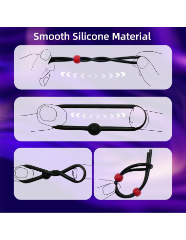 Anillos de Silicona Reutilizables para Hombres - 7 Pcs Negro y Rojo