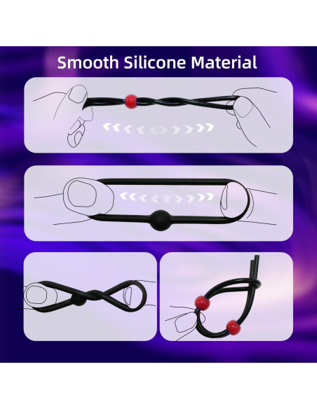 Anillos de Silicona Reutilizables para Hombres - 7 Pcs Negro y Rojo