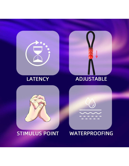 Anillos de Silicona Reutilizables para Hombres - 7 Pcs Negro y Rojo