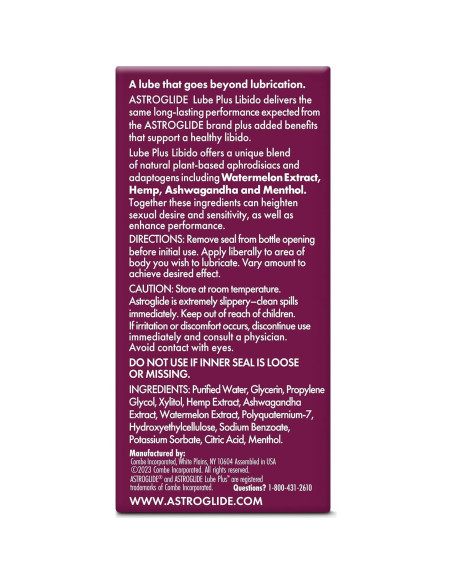 Lubricante Íntimo Astroglide Lube Plus Libido 74.9ml