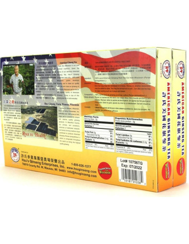 Té de Ginseng Americano Hsu - 40 Bolsitas - Sin Cafeína