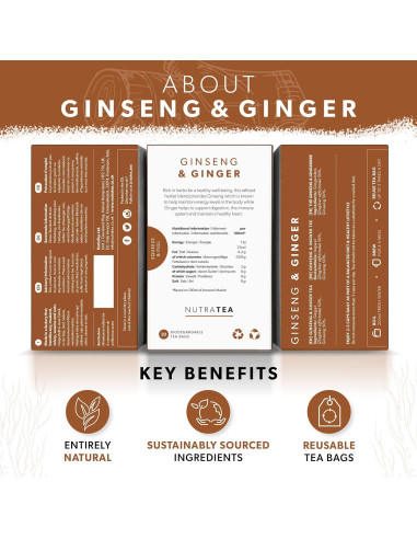 Té Herbal Nutra Tea de Jengibre y Ginseng - 20 Bolsitas