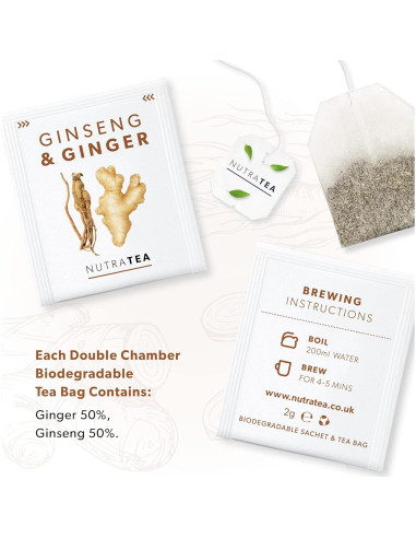 Té Herbal Nutra Tea de Jengibre y Ginseng - 20 Bolsitas