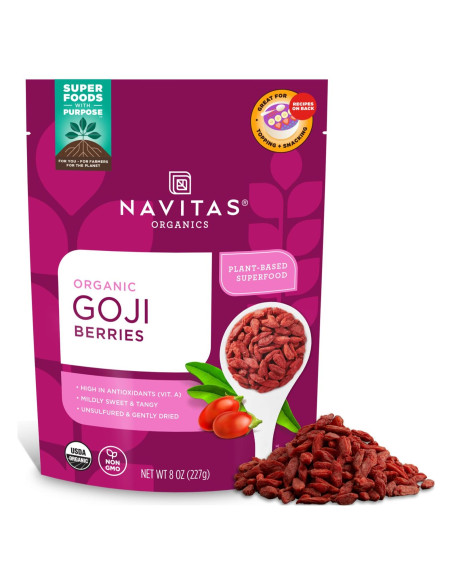 Bayas de Goji Orgánicas Navitas 226.8g - Antioxidantes y Fibra