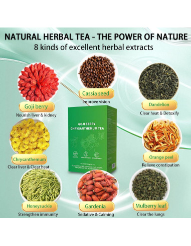 Té Herbal Chino Goji Berry y Crisantemo WEERSHUN 30 Bolsitas