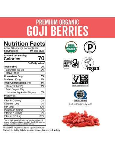Berries de Goji Orgánicas Viva Naturals 0.91 kg Sin GMO
