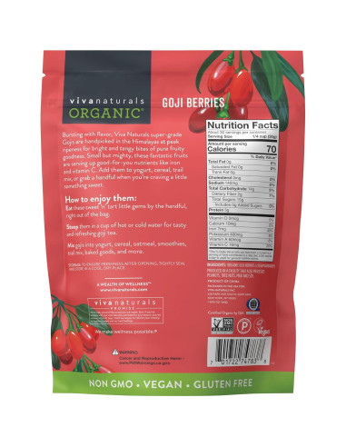 Berries de Goji Orgánicas Viva Naturals 0.91 kg Sin GMO