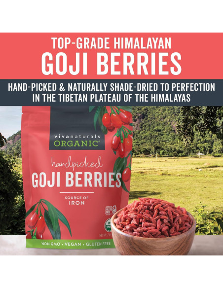 Berries de Goji Orgánicas Viva Naturals 0.91 kg Sin GMO